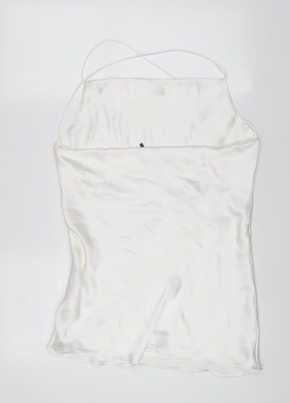 Zara Womens White Polyester A-Line Size M Square Neck Pullover - Crossback