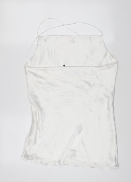 Zara Womens White Polyester A-Line Size M Square Neck Pullover - Crossback