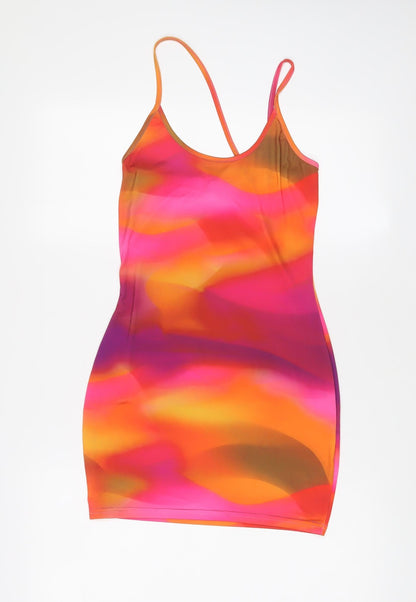 PRETTYLITTLETHING Womens Multicoloured Tie Dye Polyester Bodycon Size 8 Scoop Neck Pullover