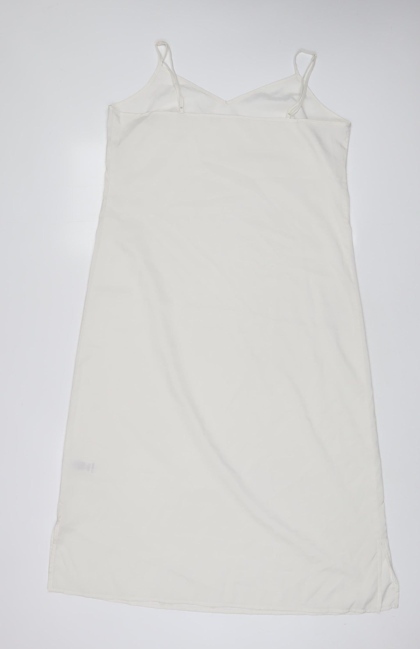 Marks and Spencer Womens White Polyester Tank Dress Size 14 V-Neck Pullover