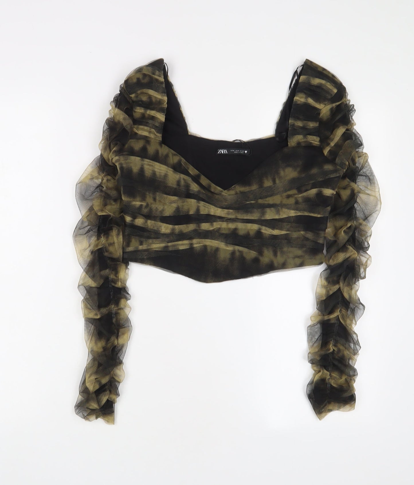 Womens UK Size M Zara Yellow Cropped Blouse