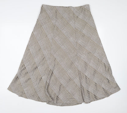 Marks and Spencer Womens Brown Striped Polyester A-Line Skirt Size 14