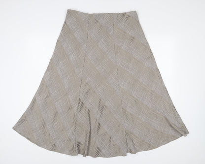 Marks and Spencer Womens Brown Striped Polyester A-Line Skirt Size 14