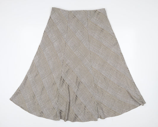Marks and Spencer Womens Brown Striped Polyester A-Line Skirt Size 14