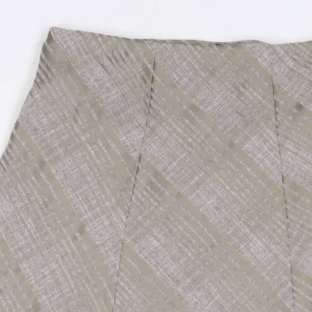 Marks and Spencer Womens Brown Striped Polyester A-Line Skirt Size 14