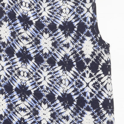 Dorothy Perkins Womens Blue Geometric Viscose Basic Tank Size 10 Scoop Neck