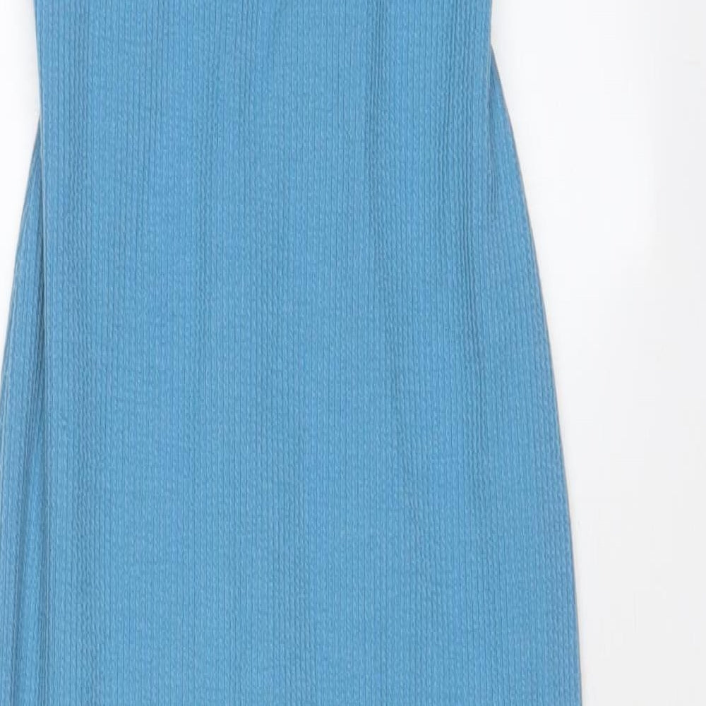 PRETTYLITTLETHING Womens Blue Polyester A-Line Size 8 Halter Pullover - Cut out