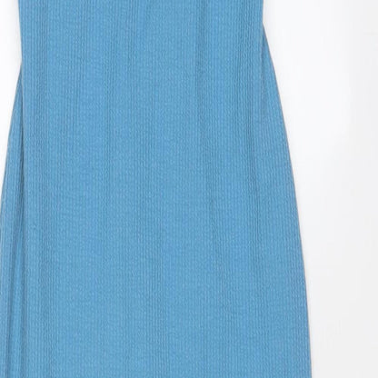 PRETTYLITTLETHING Womens Blue Polyester A-Line Size 8 Halter Pullover - Cut out