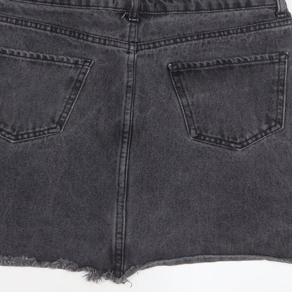 New Look Womens Grey Cotton A-Line Skirt Size 10 Zip