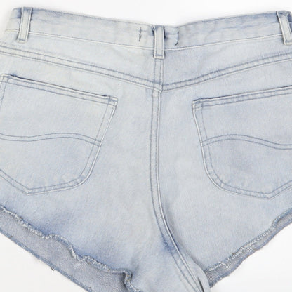 PRETTYLITTLETHING Womens Blue Cotton Hot Pants Shorts Size 10 L3 in Regular Zip