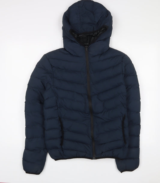 Mens UK Size XS Brave Soul Blue Quilted Coat