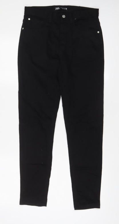 Zara Womens Black Cotton Skinny Jeans Size 8 L29 in Regular Zip