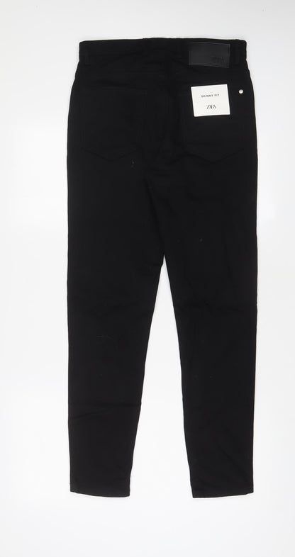 Zara Womens Black Cotton Skinny Jeans Size 8 L29 in Regular Zip