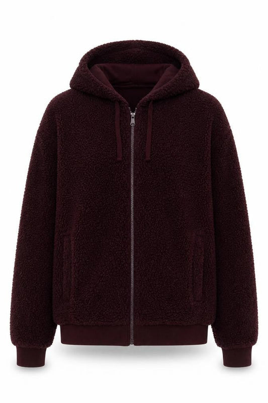 Front view of A.M. London women’s red jacket, size M, zip - pockets