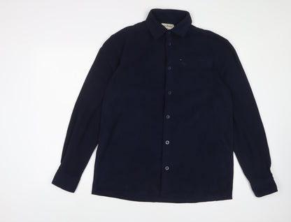 Fife Country Mens Blue Polyester Button-Up Size L Collared Button