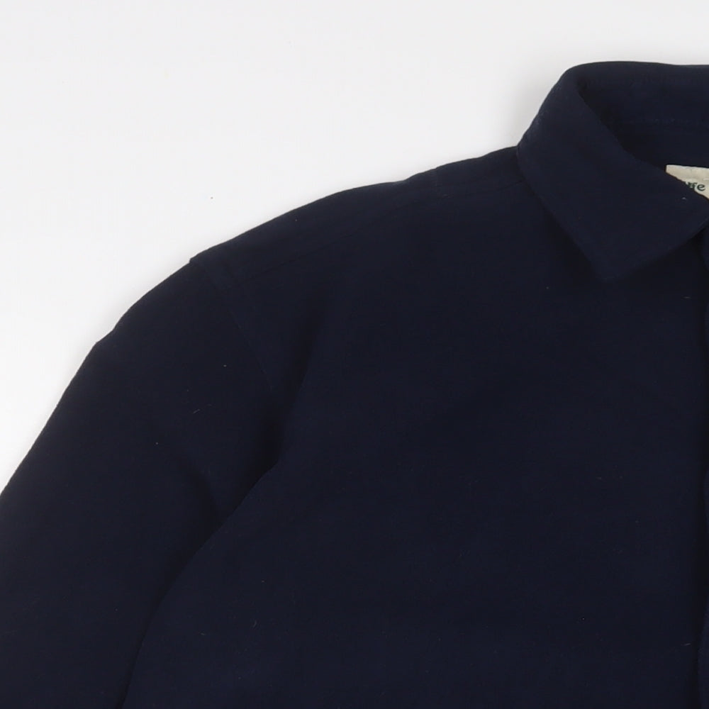 Fife Country Mens Blue Polyester Button-Up Size L Collared Button