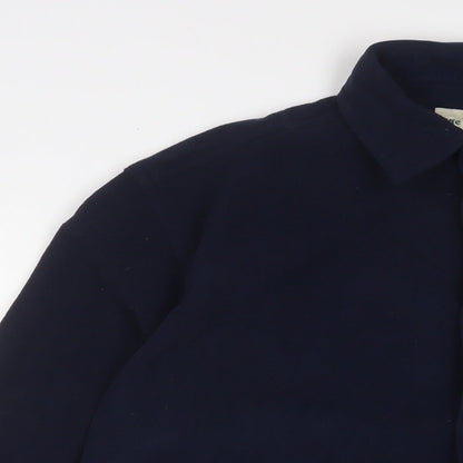Fife Country Mens Blue Polyester Button-Up Size L Collared Button