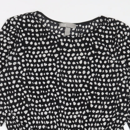 ASOS Womens Black Geometric Polyester A-Line Size 10 Crew Neck Pullover - Belted