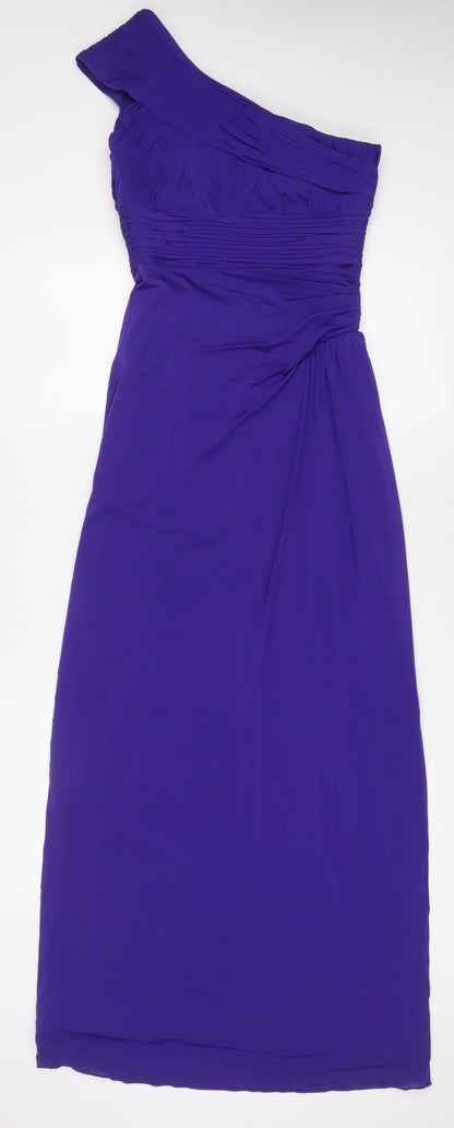 Coast Womens Purple Polyester A-Line Size 8 One Shoulder Zip