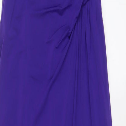 Coast Womens Purple Polyester A-Line Size 8 One Shoulder Zip