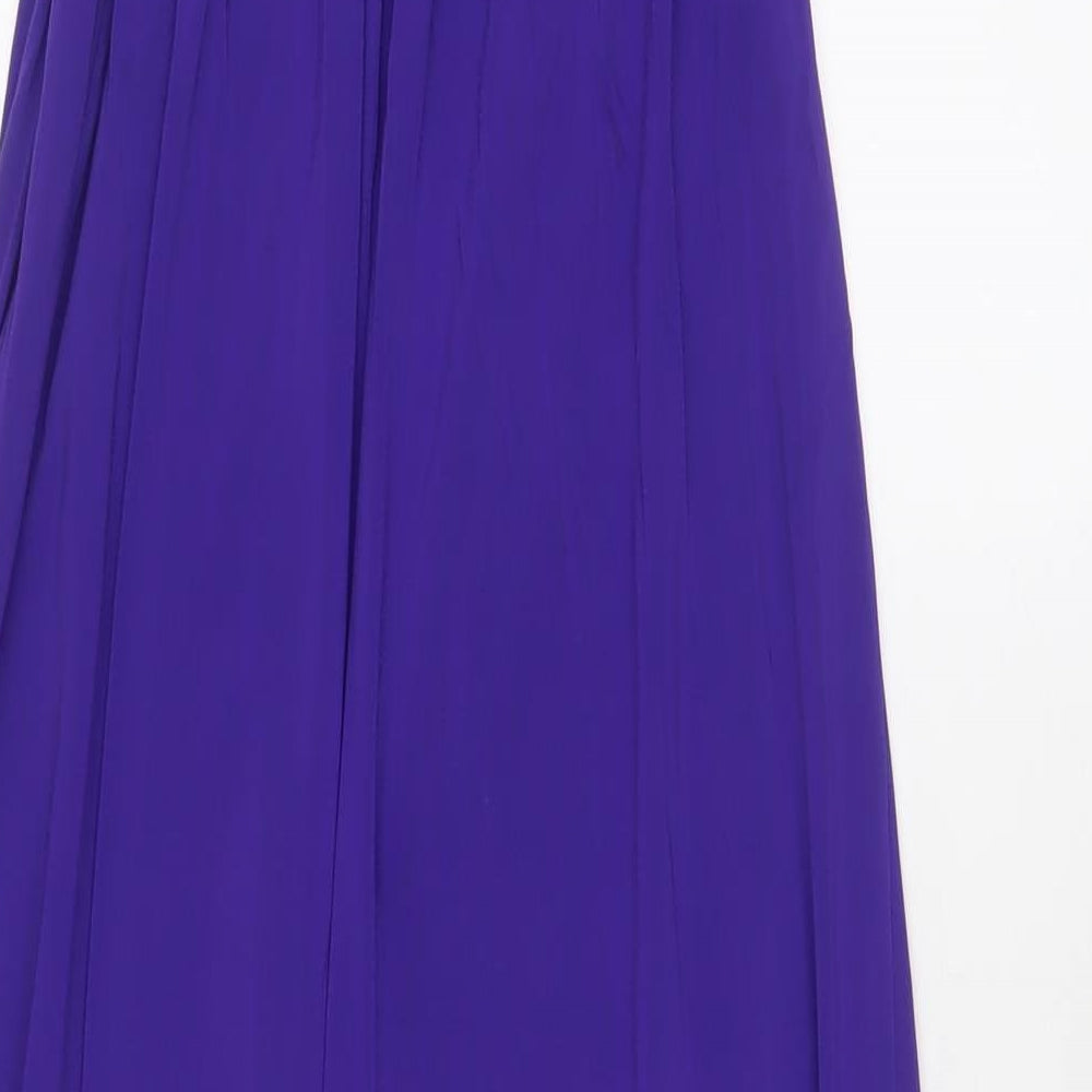 Coast Womens Purple Polyester A-Line Size 8 One Shoulder Zip