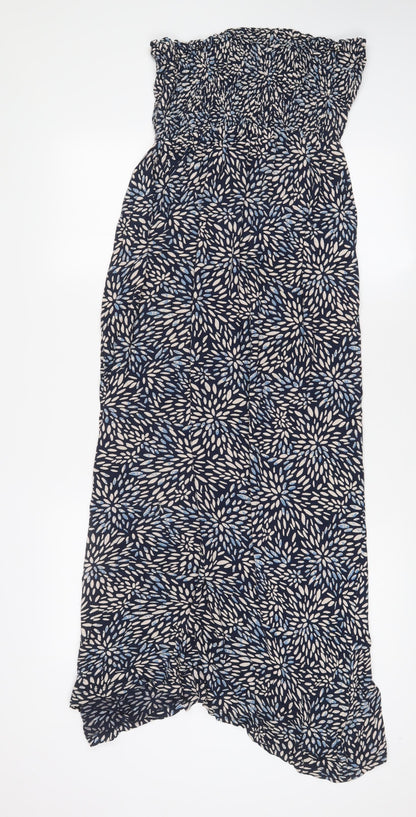 Accessorize Womens Blue Geometric Viscose A-Line Size XS Off the Shoulder Pullover