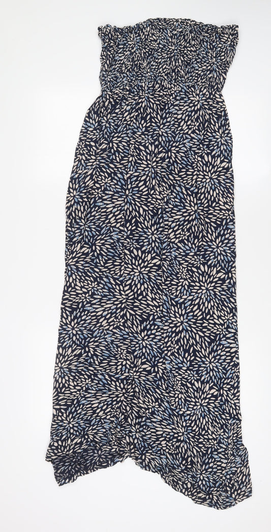 Accessorize Womens Blue Geometric Viscose A-Line Size XS Off the Shoulder Pullover