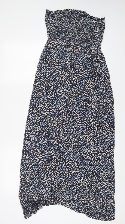 Accessorize Womens Blue Geometric Viscose A-Line Size XS Off the Shoulder Pullover