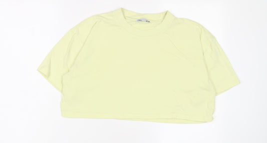 Womens UK Size M Zara Green Cropped T-Shirt