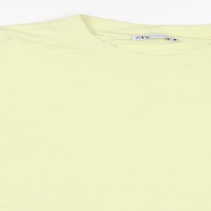 Womens UK Size M Zara Green Cropped T-Shirt
