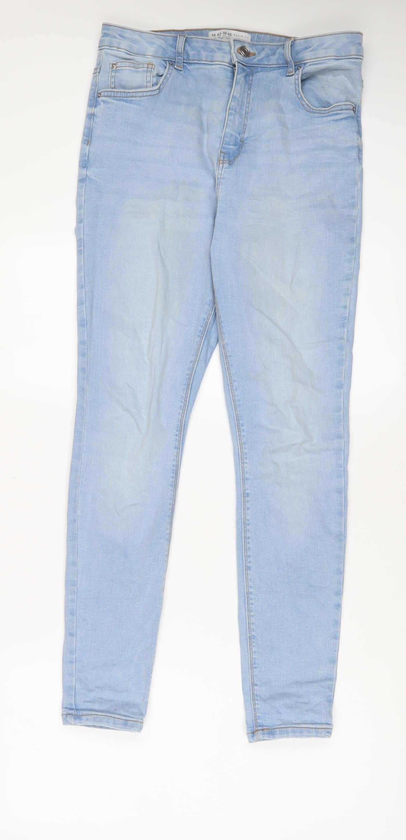 Denim & Co. Womens Blue Cotton Skinny Jeans Size 14 L29 in Regular Zip