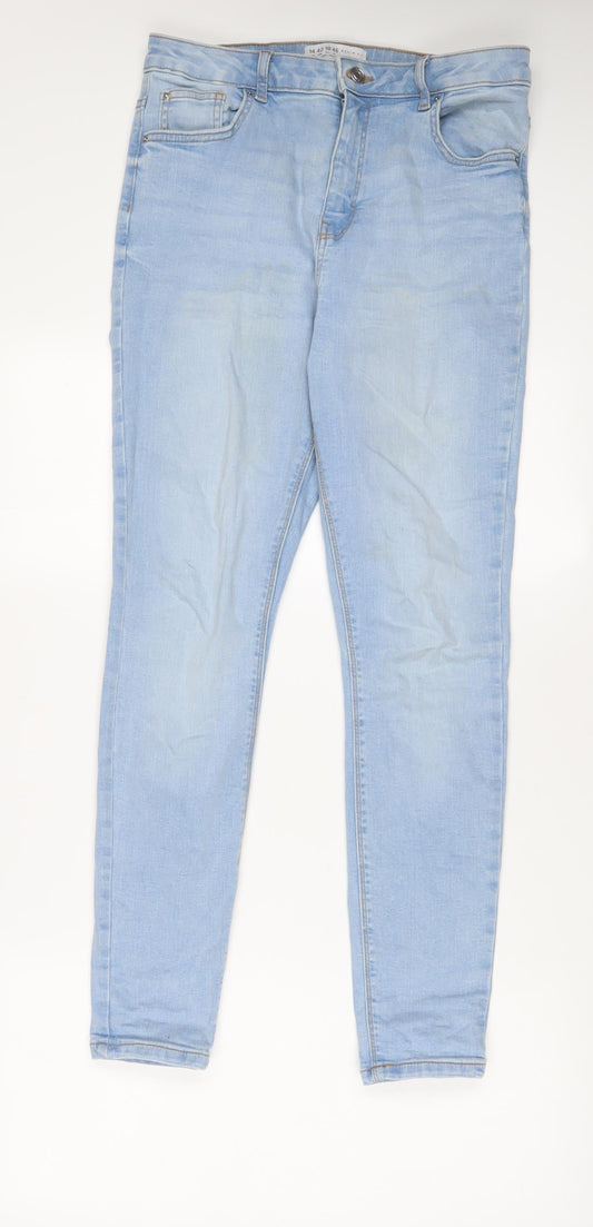 Denim & Co. Womens Blue Cotton Skinny Jeans Size 14 L29 in Regular Zip