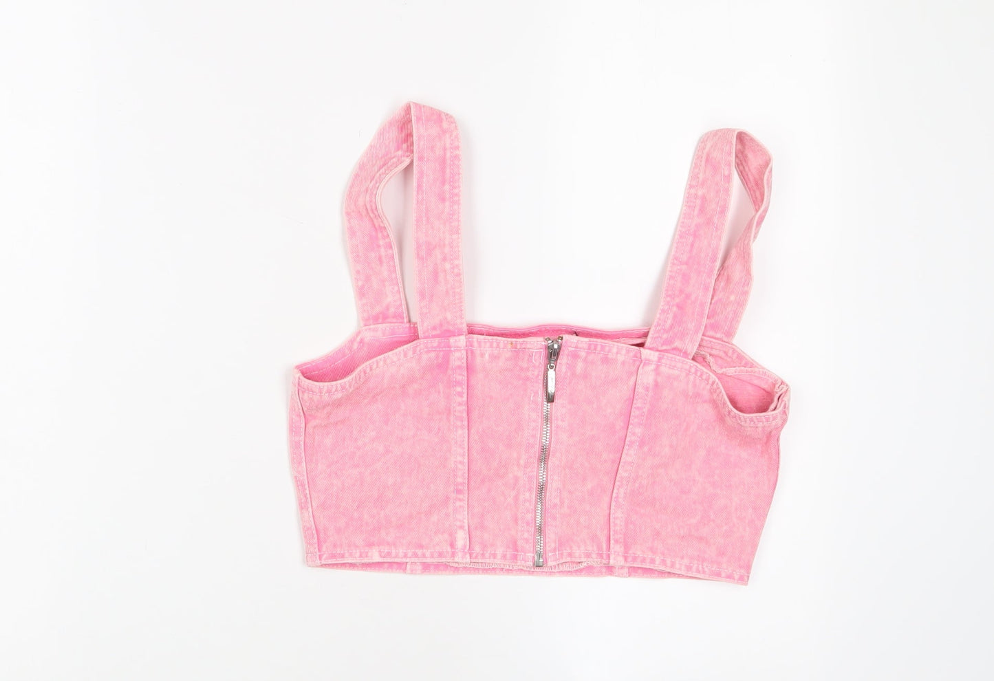 Nasty Gal Womens Pink Cotton Cropped Tank Size 8 Square Neck