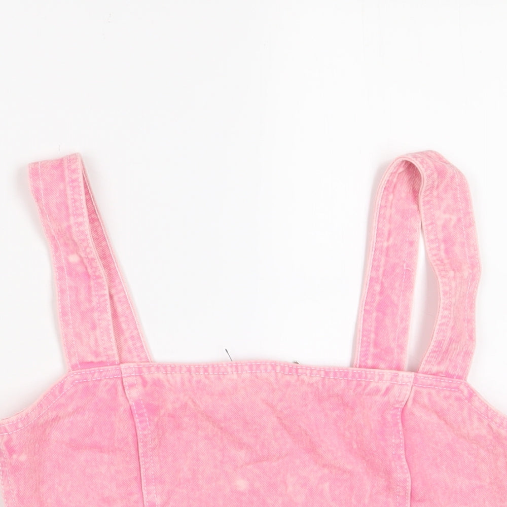 Nasty Gal Womens Pink Cotton Cropped Tank Size 8 Square Neck