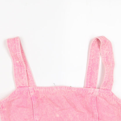 Nasty Gal Womens Pink Cotton Cropped Tank Size 8 Square Neck