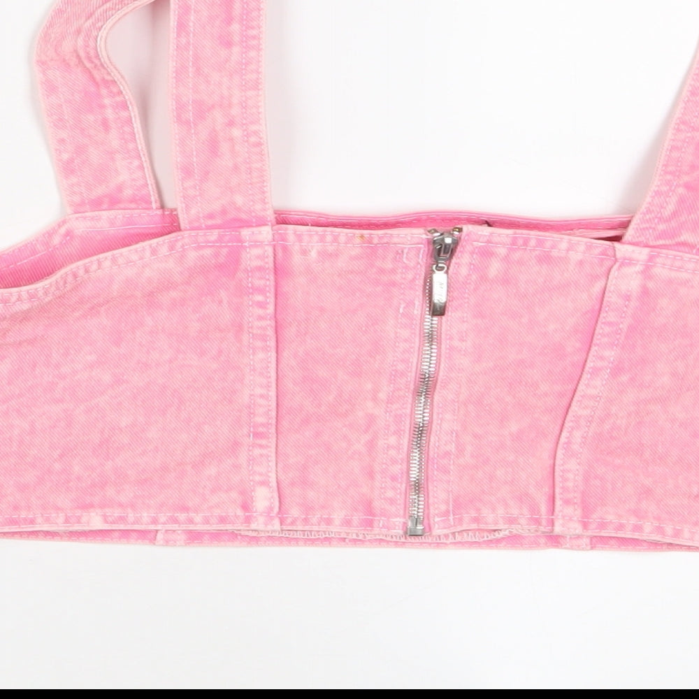 Nasty Gal Womens Pink Cotton Cropped Tank Size 8 Square Neck