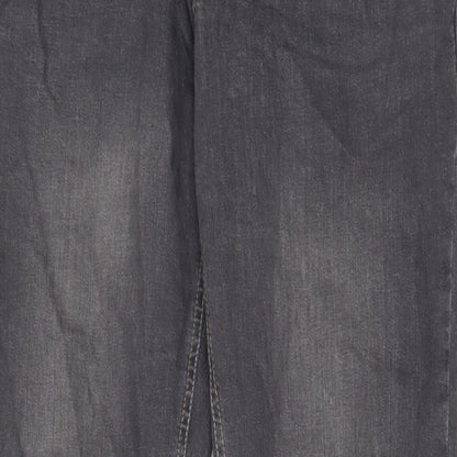 Denim & Co. Mens Grey Cotton Straight Jeans Size 32 in L32 in Regular Button