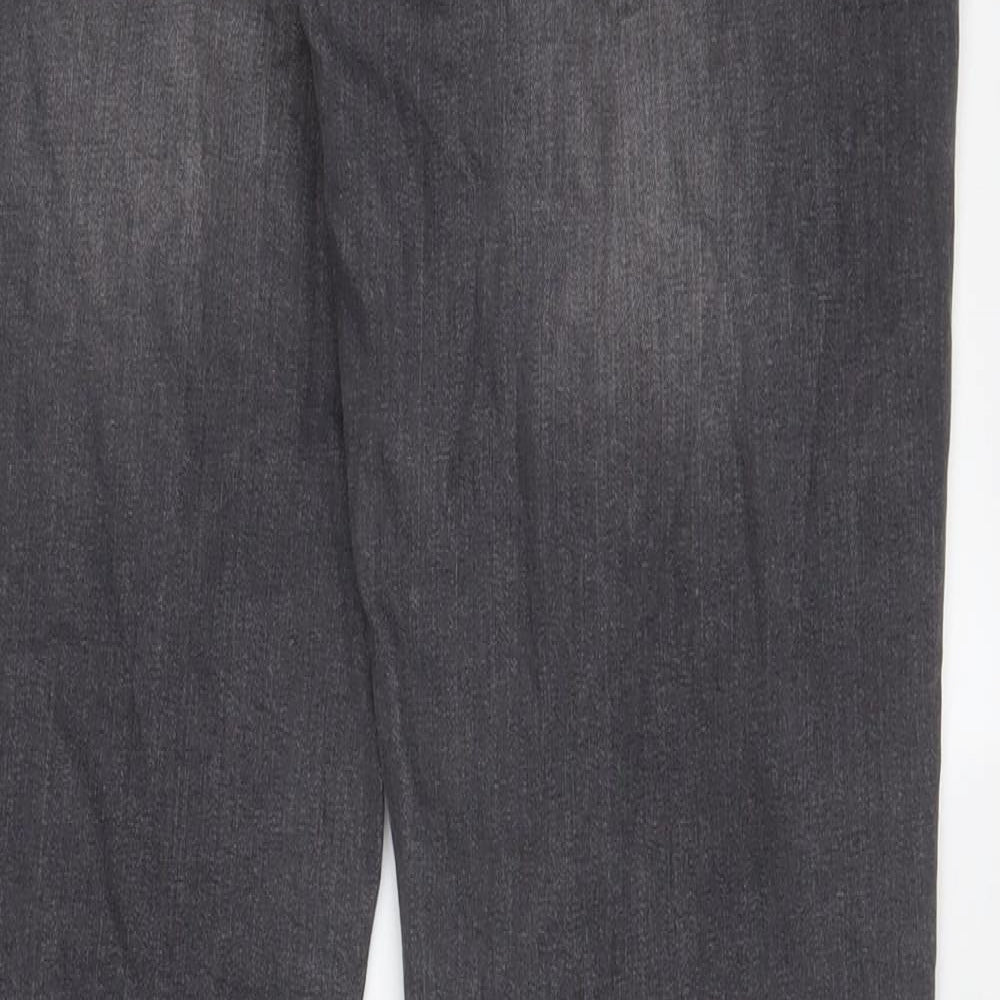 Denim & Co. Mens Grey Cotton Straight Jeans Size 32 in L32 in Regular Button