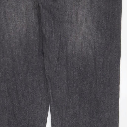 Denim & Co. Mens Grey Cotton Straight Jeans Size 32 in L32 in Regular Button