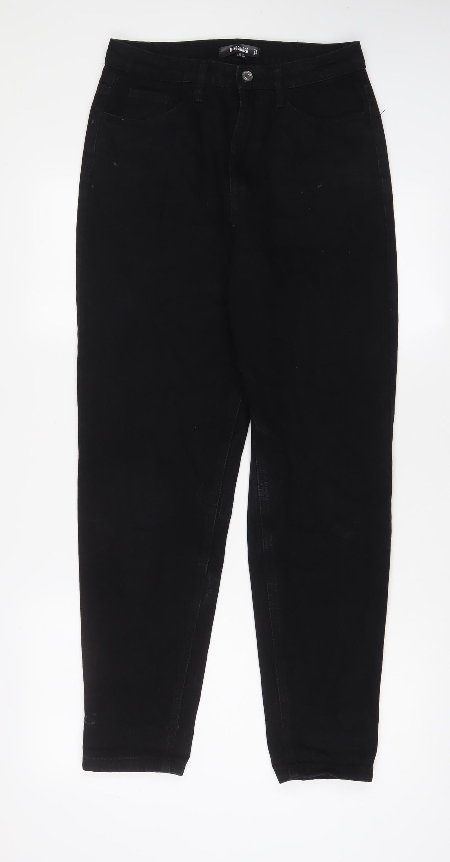 Missguided Womens Black Cotton Tapered Jeans Size 8 L29 in Regular Zip