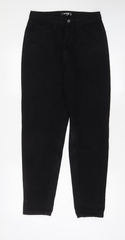Missguided Womens Black Cotton Tapered Jeans Size 8 L29 in Regular Zip