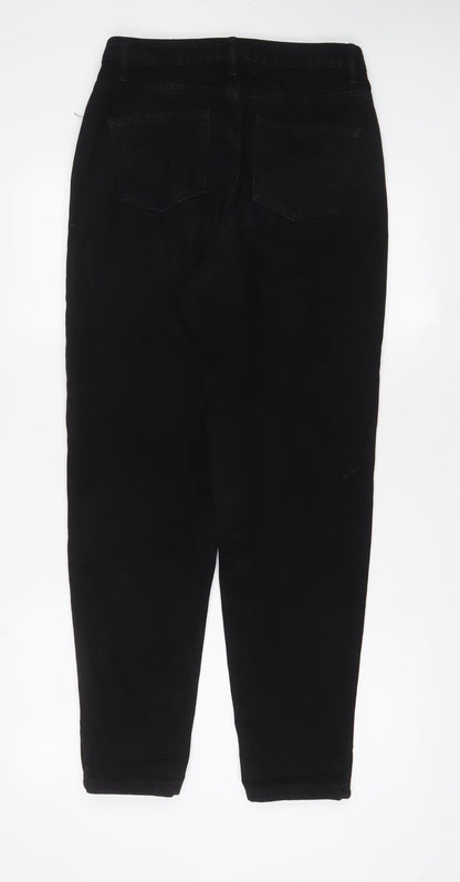 Missguided Womens Black Cotton Tapered Jeans Size 8 L29 in Regular Zip