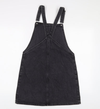 Topshop Womens Grey Cotton A-Line Size 12 Square Neck Buckle