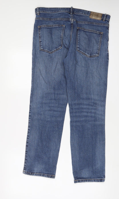 TU Mens Blue Cotton Straight Jeans Size 34 in L30 in Regular Zip - Short Leg, Pockets