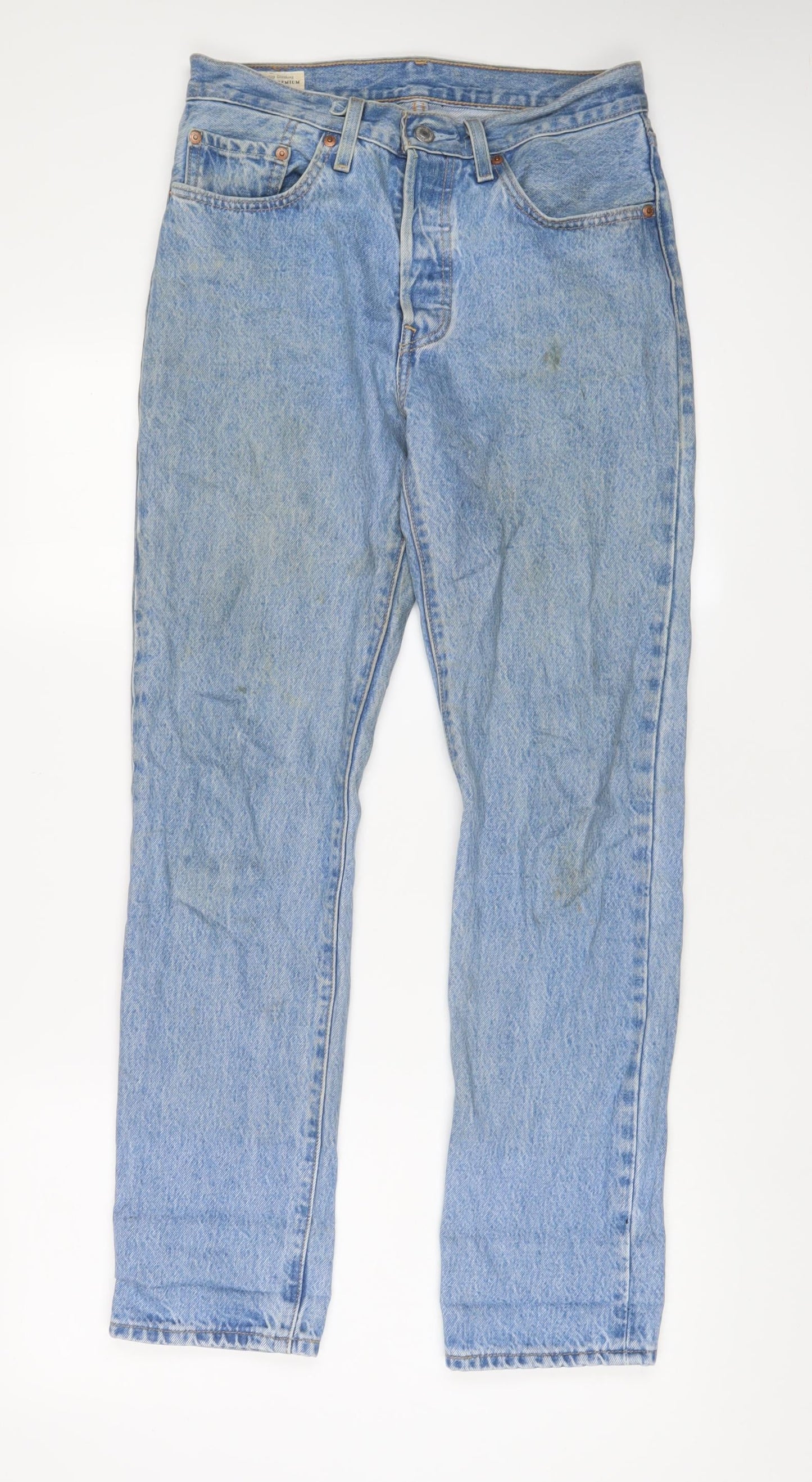 Levi's Womens Blue Cotton Straight Jeans Size 26 in L30 in Regular Zip
