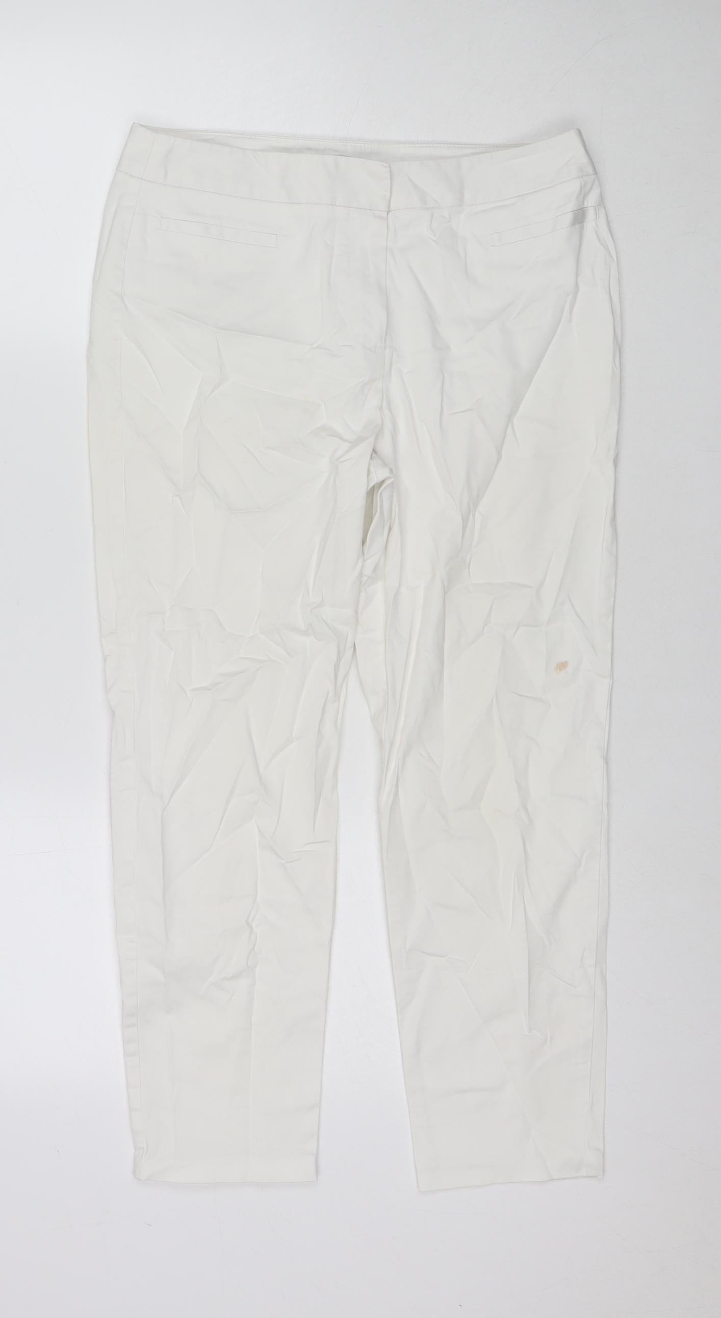 Womens UK Size 10 Marks and Spencer Regular Fit Chino White Trousers