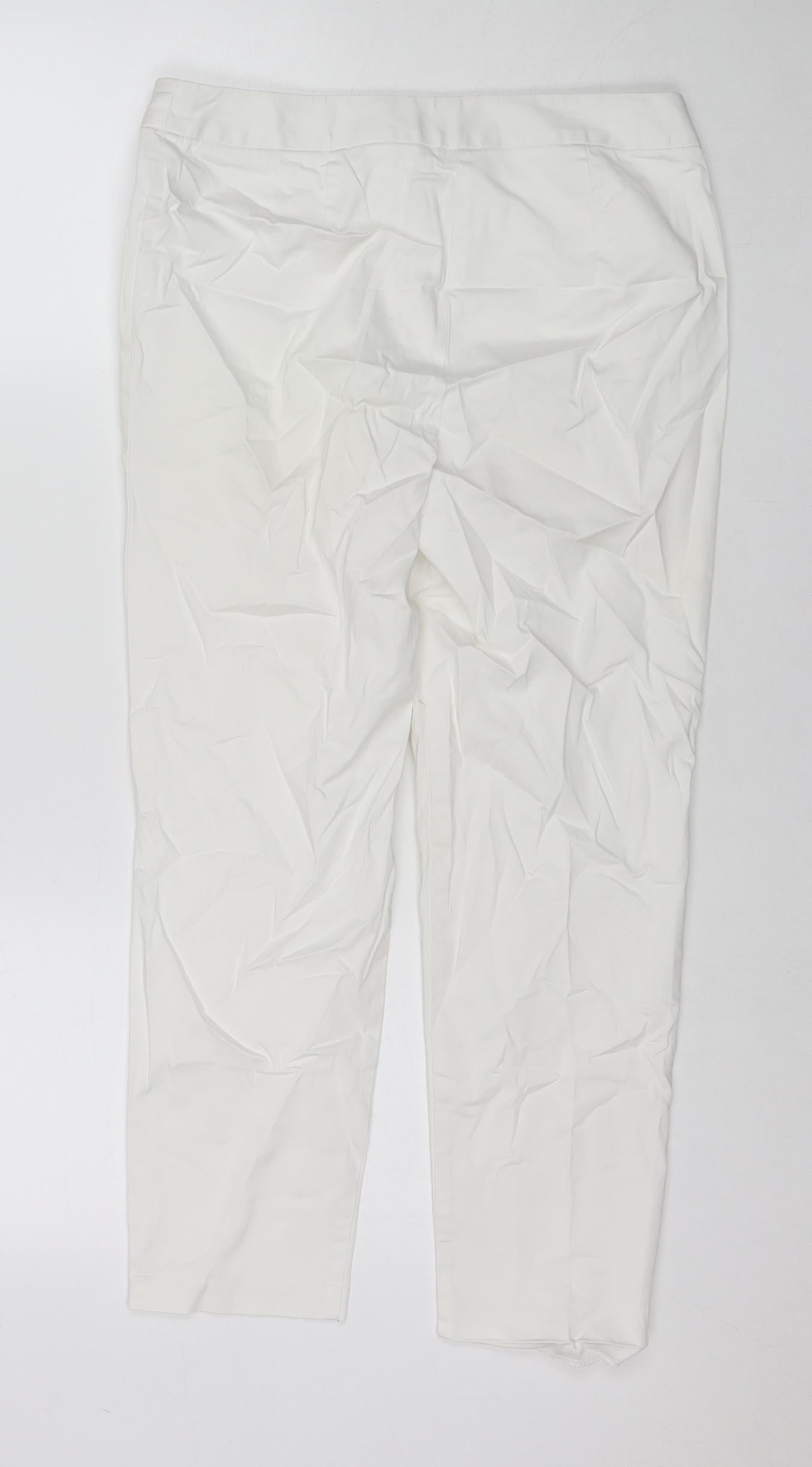 Womens UK Size 10 Marks and Spencer Regular Fit Chino White Trousers