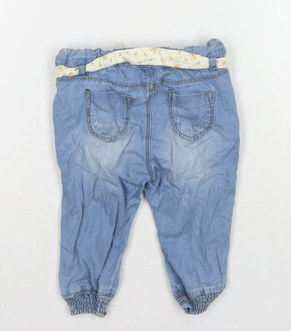 Zara Girls Blue Cotton Jogger Jeans Size 6-9 Months Pullover