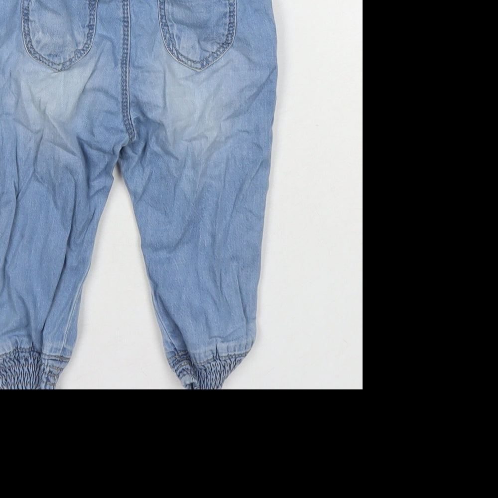 Zara Girls Blue Cotton Jogger Jeans Size 6-9 Months Pullover