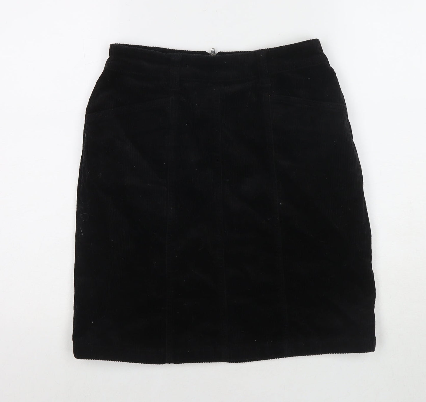 M&Co Womens Black Cotton A-Line Skirt Size 8 Zip